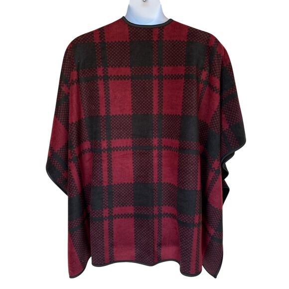 Ike Behar Red and Black Plaid Shawl Wrap Thick Plush Comfort Inside and Out OS - Picture 11 of 12